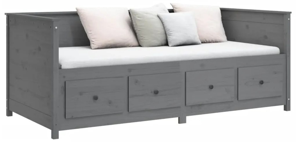 vidaXL 820387  Καναπές Κρεβάτι Γκρί 100 x 200εκ. από Μασίφ Ξύλο Πεύκου