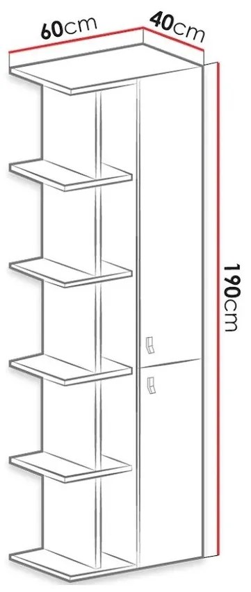 Βιβλιοθήκη Omaha H104, Με πόρτες, Πλαστικοποιημένη μοριοσανίδα, Ο αριθμός των θυρών: 2, 190x60x40cm, 42 kg, Άσπρο, Τυρκουάζ, Δρυς | Epipla1.gr