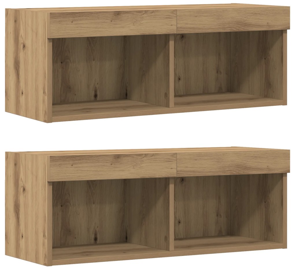 vidaXL 8 κομμάτια Μονάδες Τηλεόρασης με LED Artisan Oak από επεξεργασμένο ξύλο