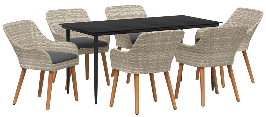 vidaXL Σετ τραπεζαρίας 7 pcs Ανοιχτό γκρι και Μαύρο Large