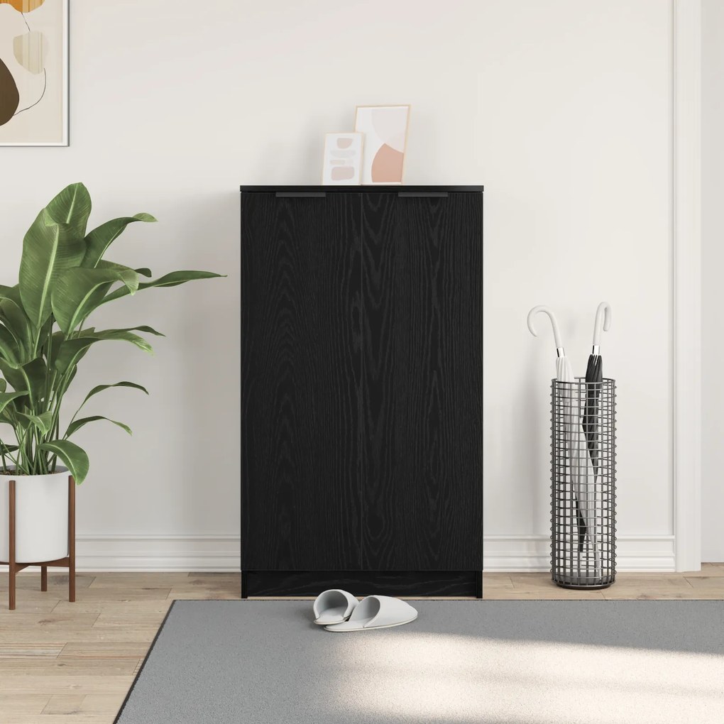 vidaXL Ντουλάπι Παπουτσιών Μαύρο Δρυός 59x35x100 εκ. Από Επεξεργασμένο Ξύλο