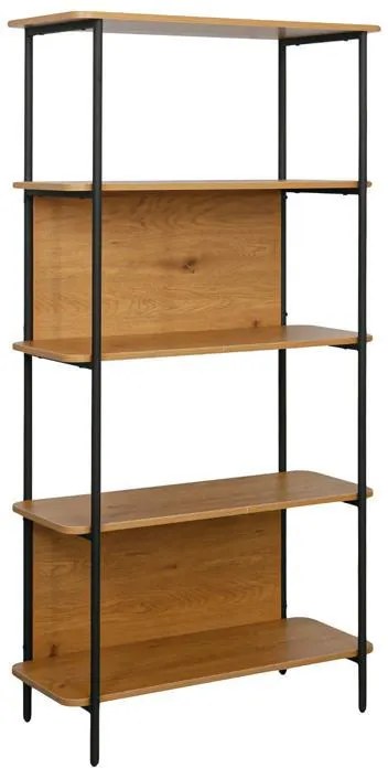 Βιβλιοθήκη - Ραφιέρα Μεταλλική FL2504-2 Fylliana Black-Oak χρώμα 60x36x158εκ 60x36x158 εκ.