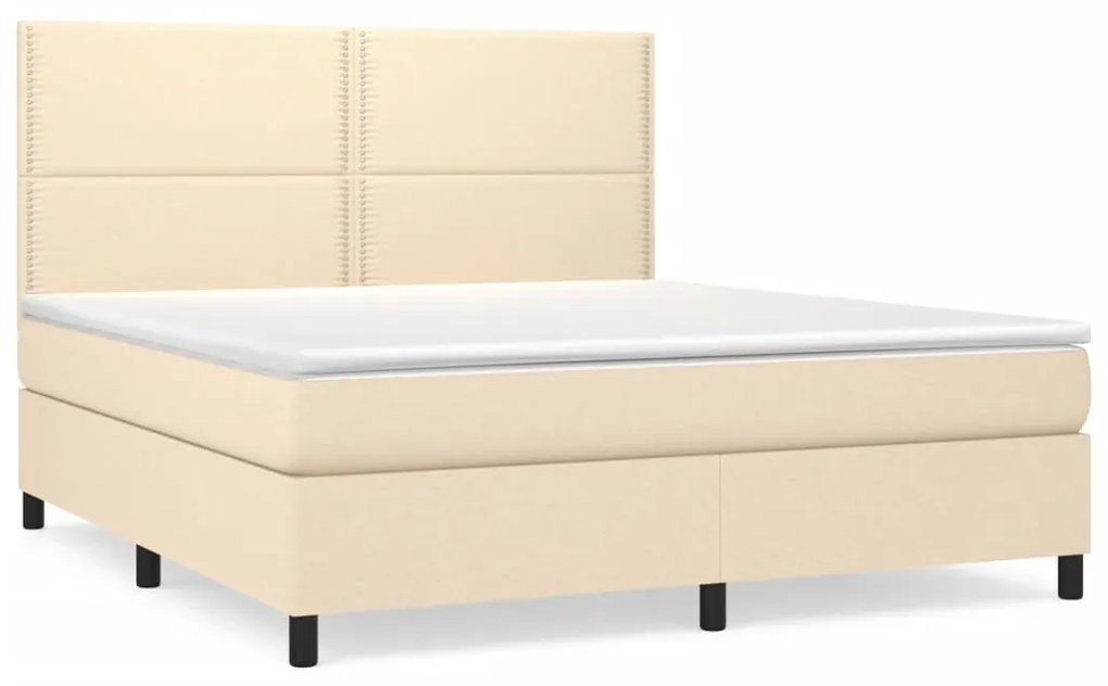 ΚΡΕΒΑΤΙ BOXSPRING ΜΕ ΣΤΡΩΜΑ ΚΡΕΜ 180X200 ΕΚ. ΥΦΑΣΜΑΤΙΝΟ 3141718