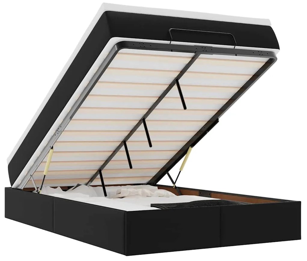 vidaXL Οθωμανικό κρεβάτι με στρώμα Μαύρο 120x190 cm Faux Leather