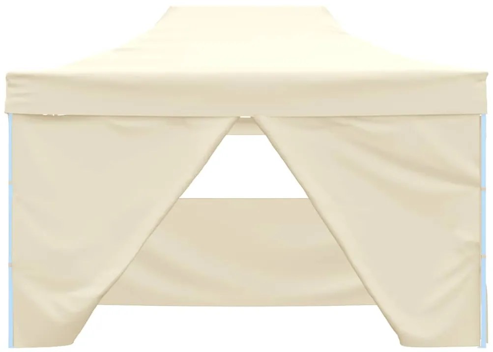 vidaXL Κιόσκι Πτυσσόμενο με 4 Πλευρικά Τοιχώματα Κρεμ 3x4 μ. Ατσάλινο
