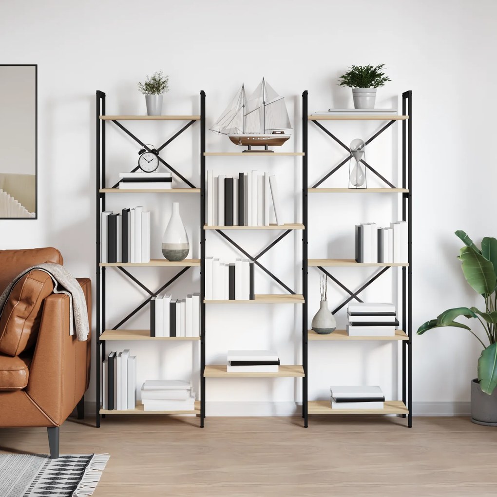 vidaXL Ράφι Βιβλίων Sonoma Δρυς 156 x 25 x 167.5 εκ Επεξεργασμένο ξύλο