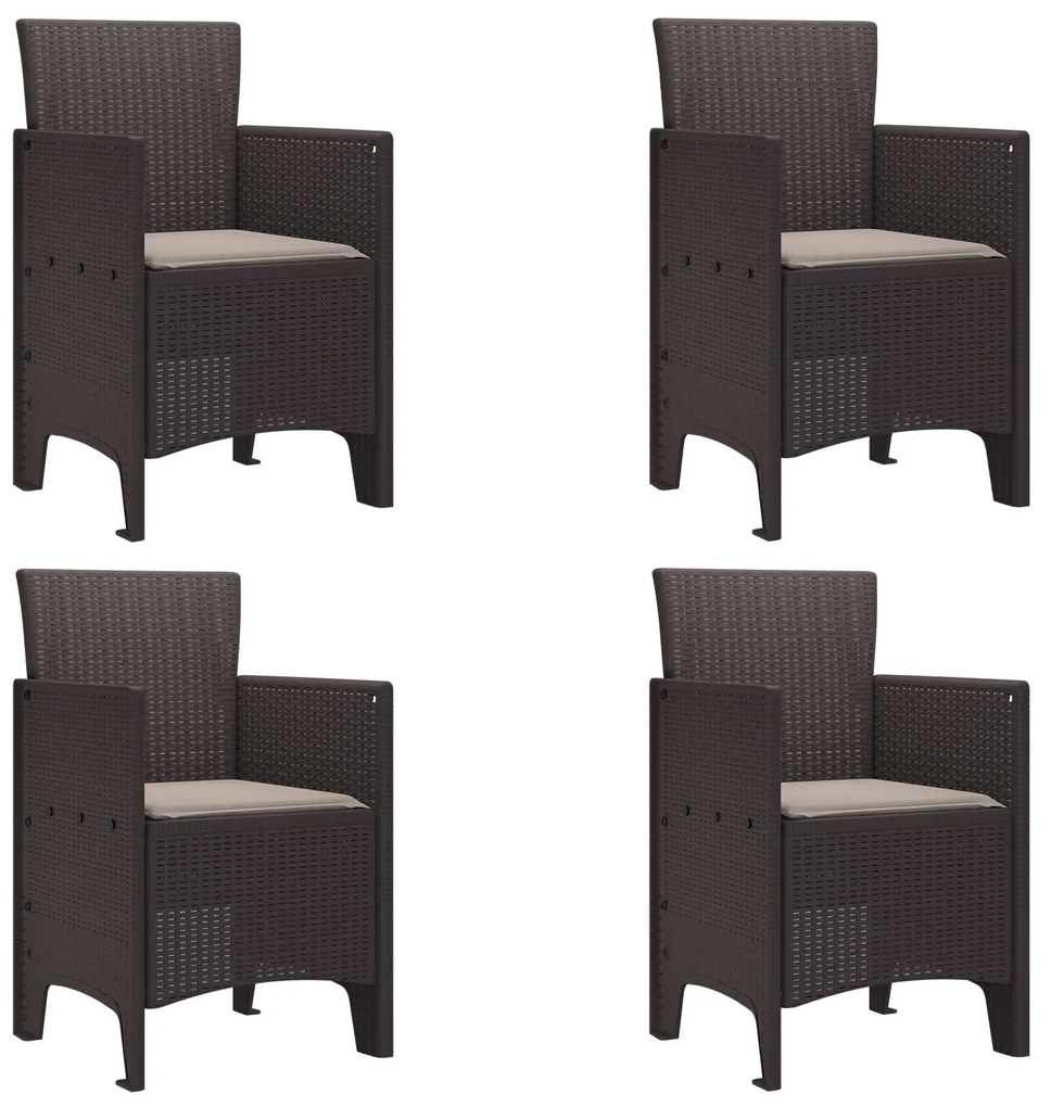 Καρέκλα Κήπου 4 pcs Καφέ 53 x 49 x 85 εκ. Πολυπροπυλένιο