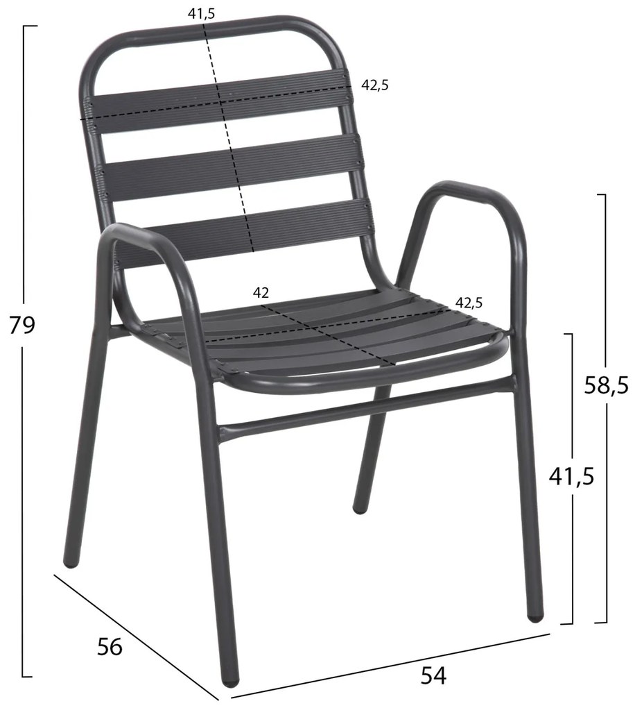 Καρέκλα PRELUDE C5970.01 με Μεταλλικό Σκελετό και Κάθισμα Αλουμινίου Γκρί 54x56x79Υεκ 54x56x79 εκ.