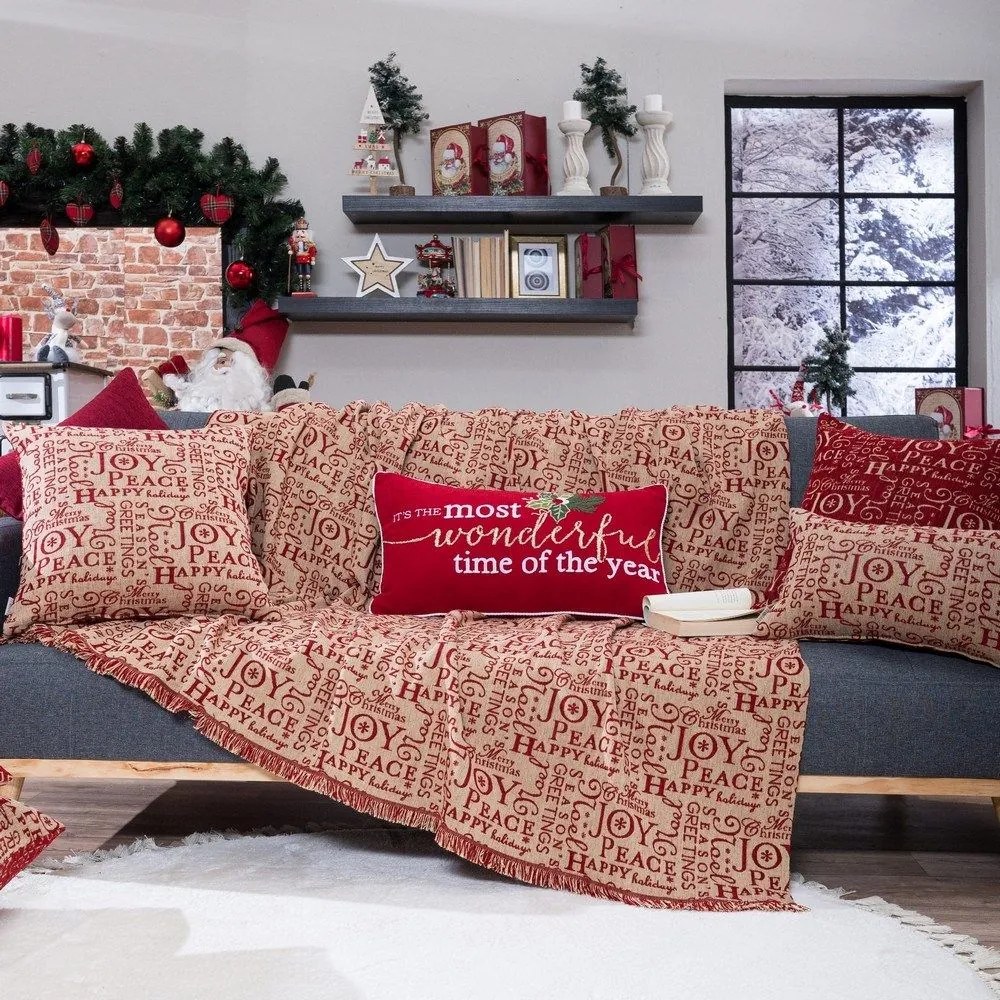 Ριχτάρι Χριστουγεννιάτικο Steinhaus 01 Red Teoran Armchair Ακρυλικό,Βαμβάκι, Polyester