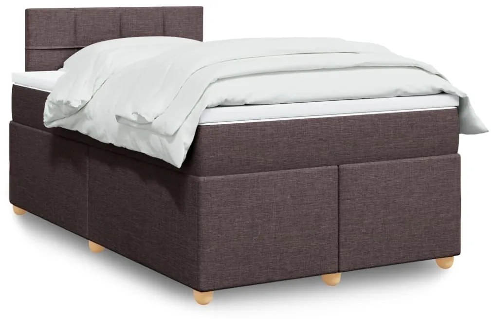 Κρεβάτι Boxspring με Στρώμα Σκούρο Καφέ 120x190 εκ Υφασμάτινο - Καφέ