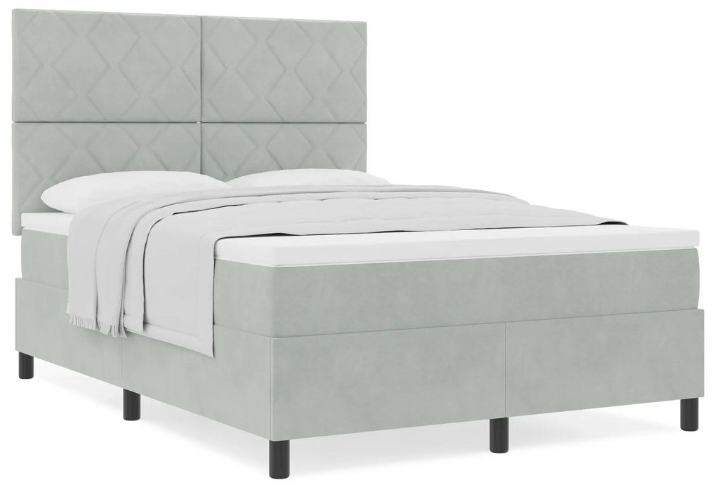 vidaXL Κρεβάτι με Στρώμα Light Grey 160x200 cm Βελούδο