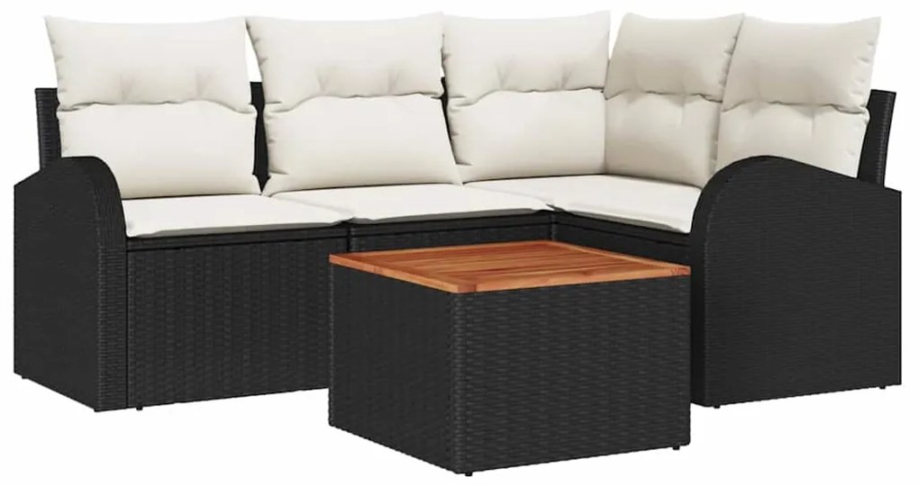 vidaXL Σετ Καναπέ Κήπου 5 pcs Μαύρο και Κρέμα συνθετικό ρατάν