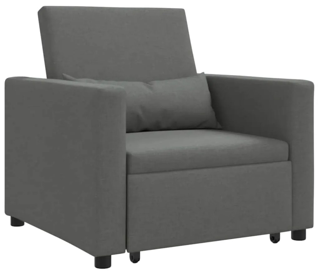 vidaXL Μονός καναπές-κρεβάτι Σκούρο γκρι 90 x 165 x 87 εκ. ύφασμα