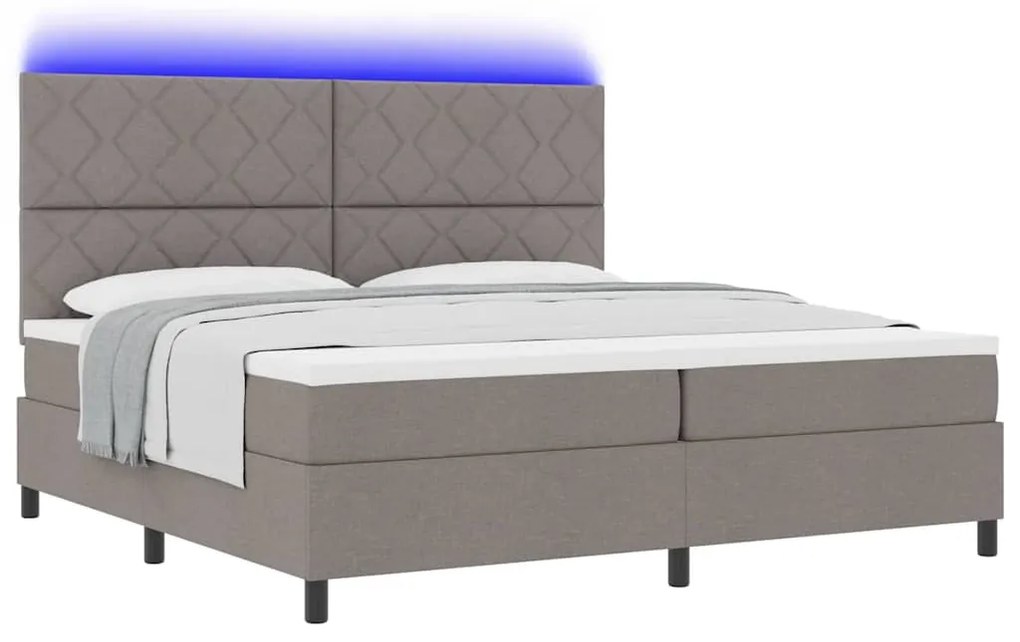 vidaXL Κρεβάτι με ελατήρια με στρώμα Taupe 200 x 200 cm ύφασμα
