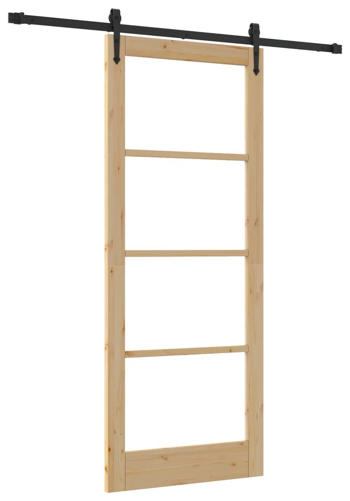 vidaXL Συρόμενη Πόρτα με Σετ Εξαρτημάτων 86x211 cm Μασίφ Ξύλο Πεύκου