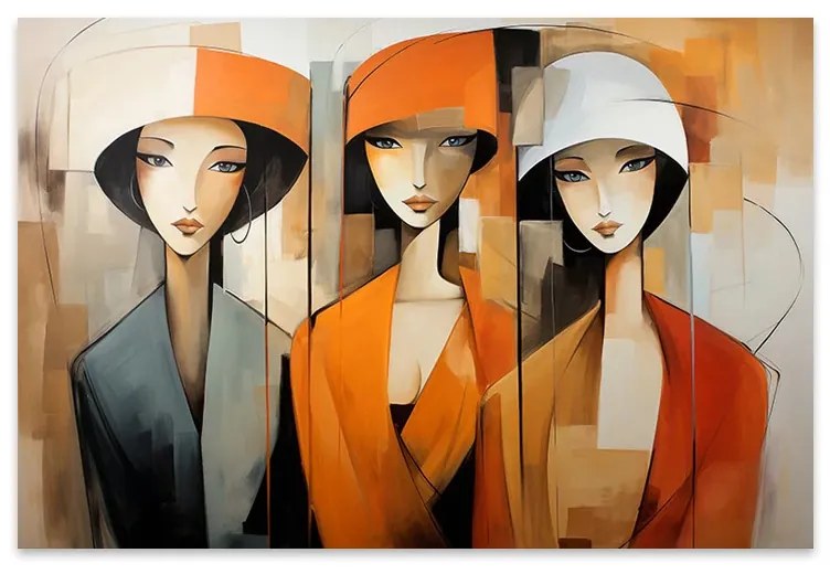 Πίνακας σε καμβά \&quot;Women in Orange\&quot; Megapap ψηφιακής εκτύπωσης 100x70x3εκ. - GP033-0146