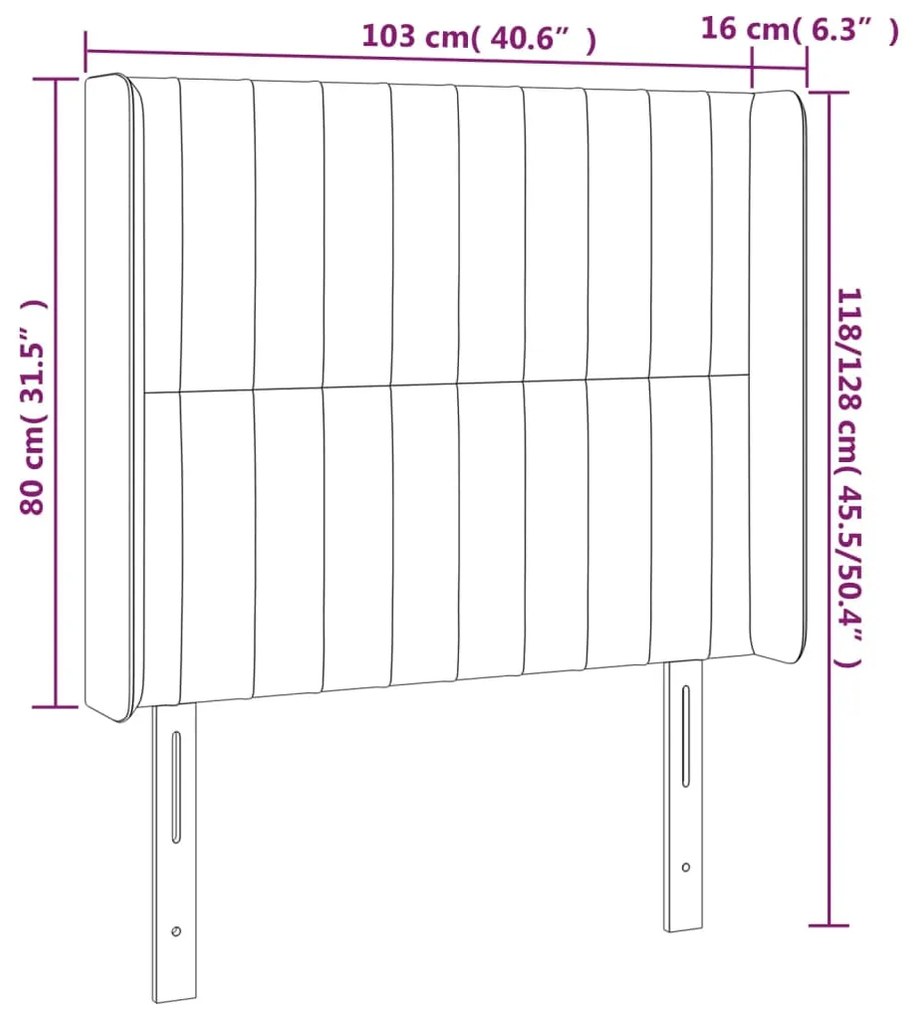 vidaXL Κεφαλάρι Κρεβατιού LED Μπλε 103x16x118/128 εκ. Υφασμάτινο