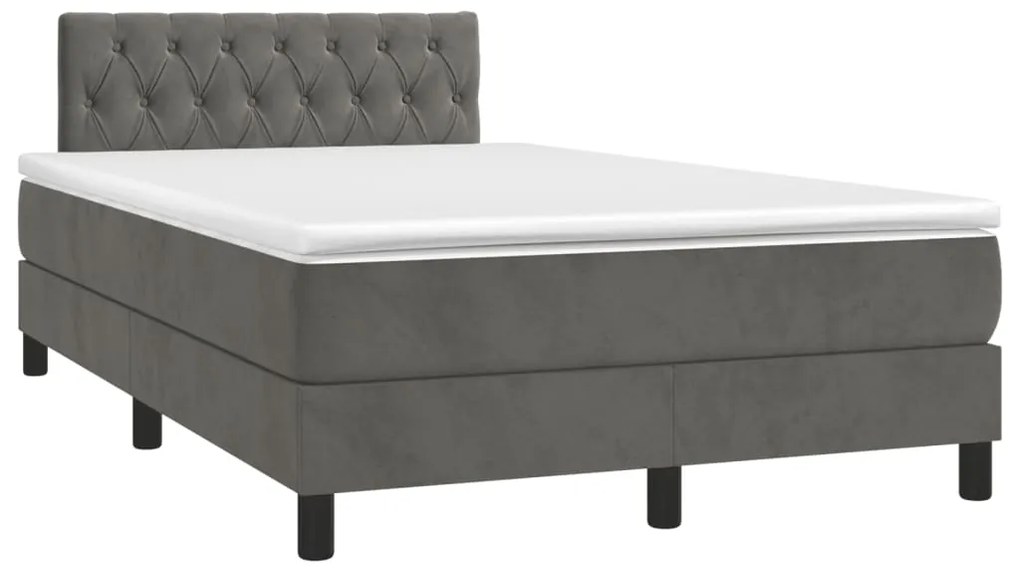 vidaXL Κρεβάτι Boxspring με Στρώμα Σκούρο Γκρι 120x200 εκ. Βελούδινο