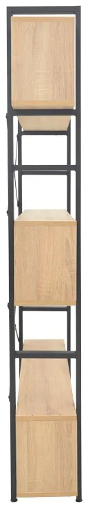 Βιβλιοθήκη Fifer pakoworld σε oak-μαύρη απόχρωση 120x28x185εκ (1 τεμάχια)
