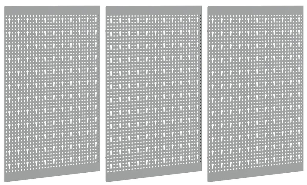 vidaXL Πεγκόρντ - 3 Πακέτα με 15 Αξεσουάρ, Γκρι, 50x60 εκ, Ατσάλι