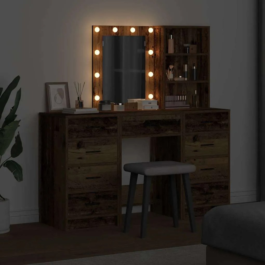 vidaXL Τραπέζι περιποίησης με συρτάρι 3 pcs Καφέ 40 x 41 x 135 εκ.