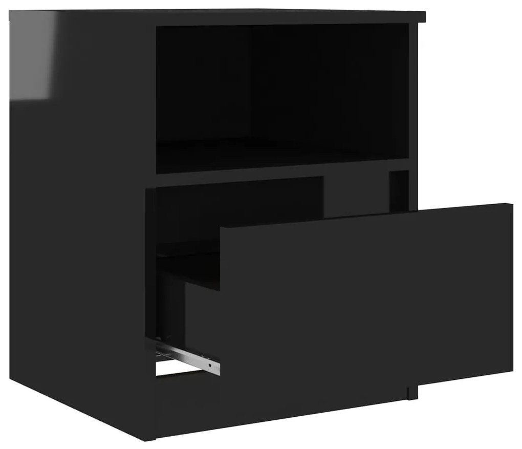vidaXL Κομοδίνα 2 τεμ. Γυαλιστερό Μαύρο 40x40x50 εκ. από Μοριοσανίδα
