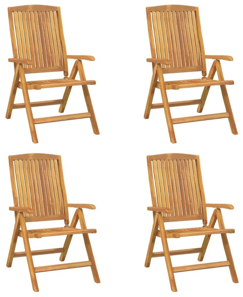 Καρέκλες Κήπου Ανακλινόμενες 4 τεμ. από Μασίφ Ξύλο Teak - Καφέ