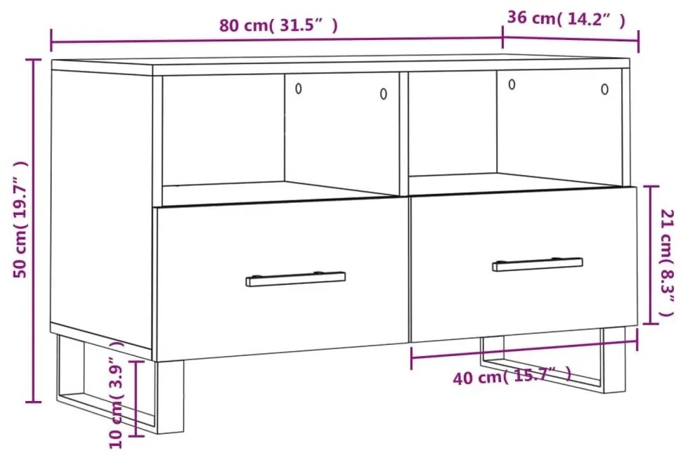 Έπιπλο Τηλεόρασης Καπνιστή Δρυς 80x36x50 εκ. Επεξ. Ξύλο - Καφέ