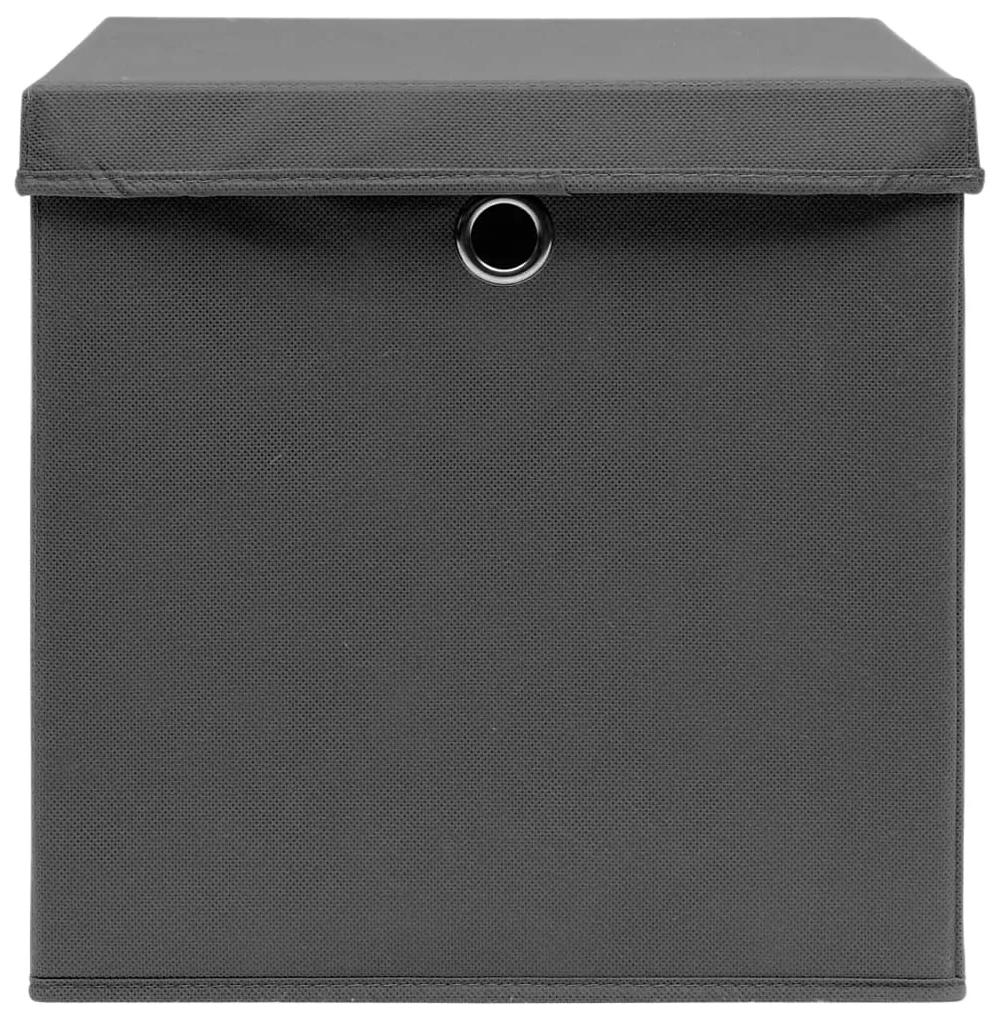 vidaXL Κουτιά Αποθήκευσης με Καπάκια 10 τεμ. Γκρι 28 x 28 x 28 εκ.