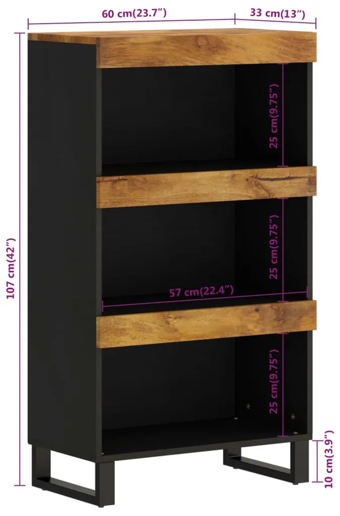vidaXL Βοηθητικό Ντουλάπι 60 x 33 x 107 εκ. από Μασίφ Ξύλο Μάνγκο