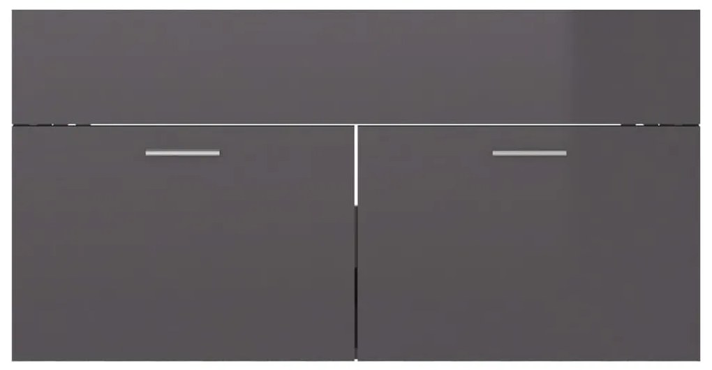 vidaXL Ντουλάπι Νιπτήρα Γυαλιστερό Γκρι 90 x 38,5 x 46 εκ. Μοριοσανίδα