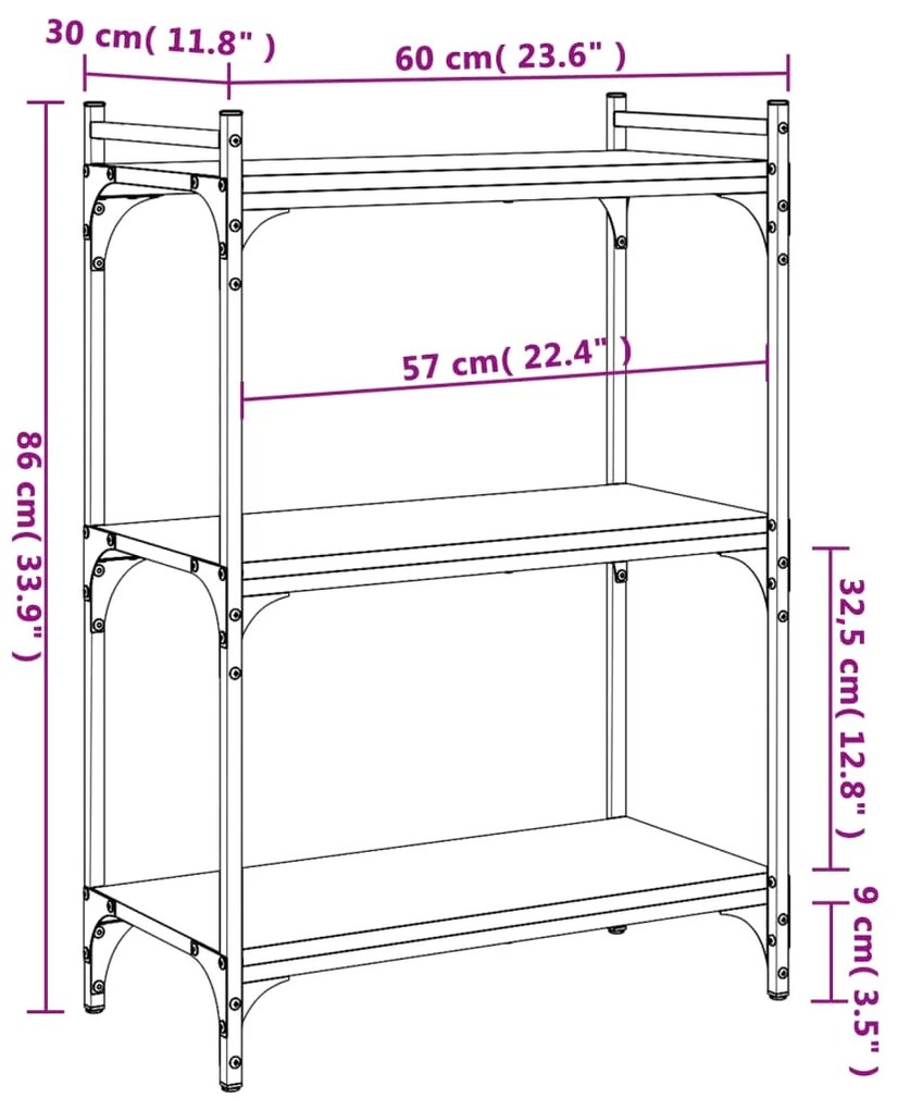 ΒΙΒΛΙΟΘΗΚΗ 3 ΕΠΙΠΕΔΩΝ ΚΑΠΝΙΣΤΗ ΔΡΥΣ 60X30X86 ΕΚ. ΕΠΕΞΕΡΓ. ΞΥΛΟ 837649