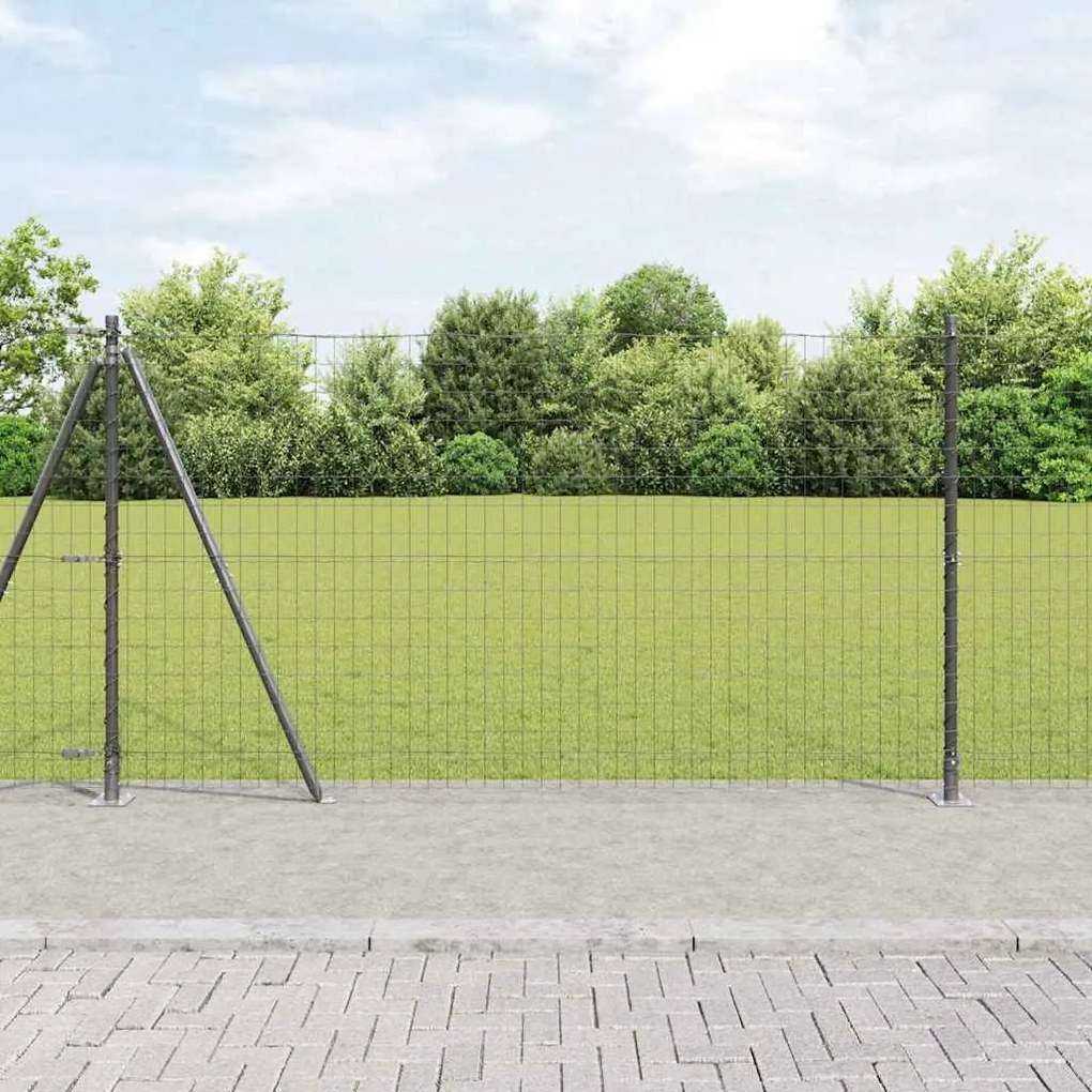 vidaXL Φράχτης με Στήλες. Γκρι 1.2 x 25 m Ατσάλι