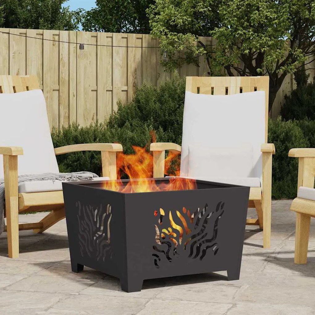 vidaXL Φωτιά Μαύρο 60 x 60 x 40 cm Κρύα έλαση από χάλυβα