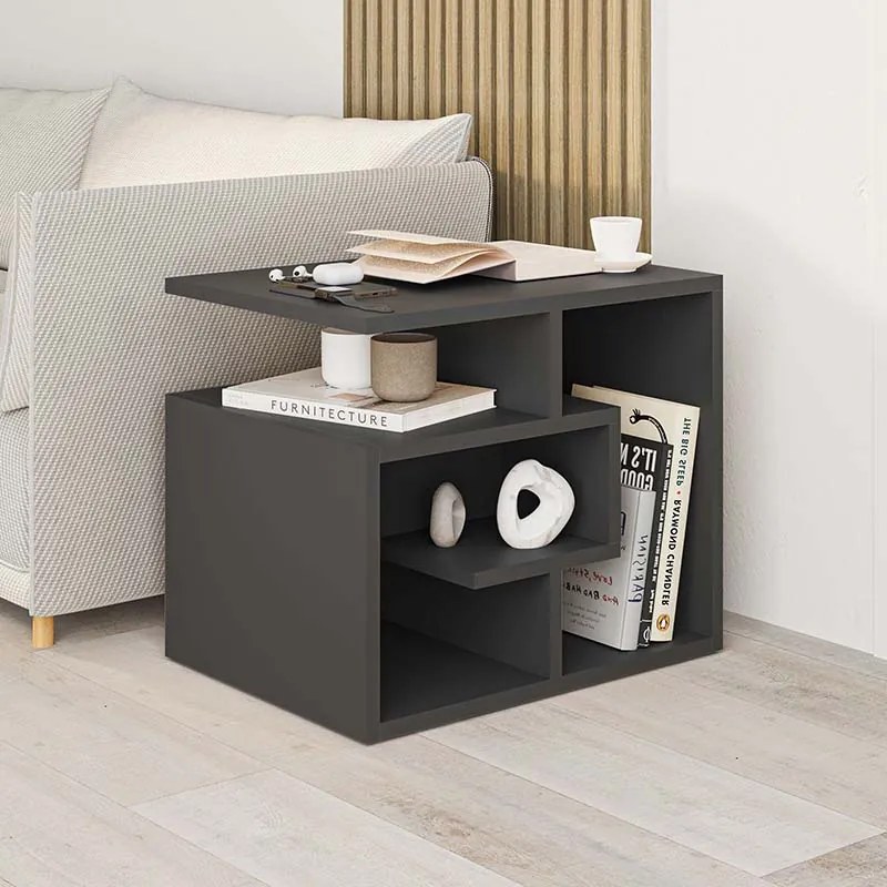 Βοηθητικό τραπεζάκι Labirent Megapap χρώμα ανθρακί 54x40x45εκ.