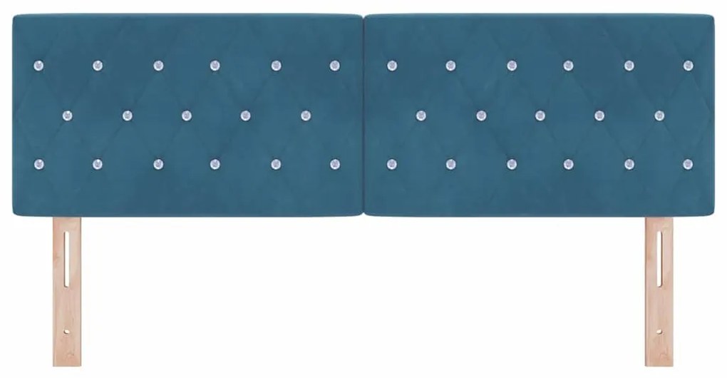 vidaXL Κεφαλάρι LED με φώτα λωρίδας LED Σκούρο Μπλε 144 cm Βελούδο