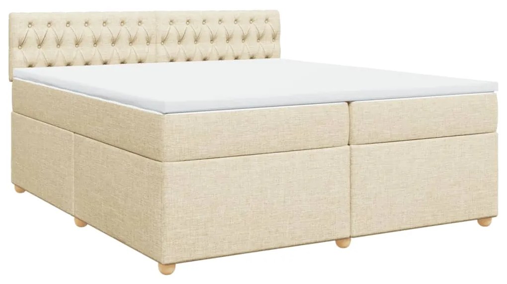 vidaXL Κρεβάτι Boxspring με Στρώμα Κρεμ 200x200 εκ. Υφασμάτινο