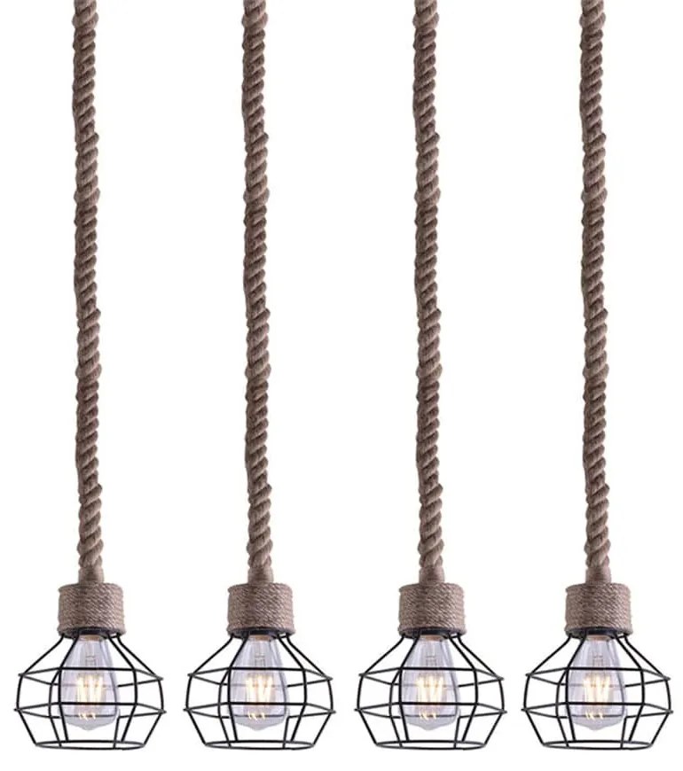 Φωτιστικό Οροφής - Ράγα 77-3684 Grenade-4 Rope &amp; Black Homelighting Σχοινί