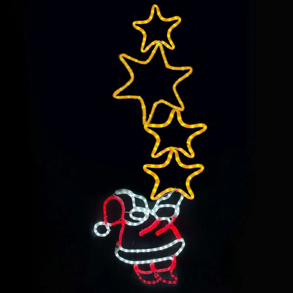 Φωτοσωλήνας Santa With Stars 336 Led X083363225 49x144+150cm 42W Multi Aca