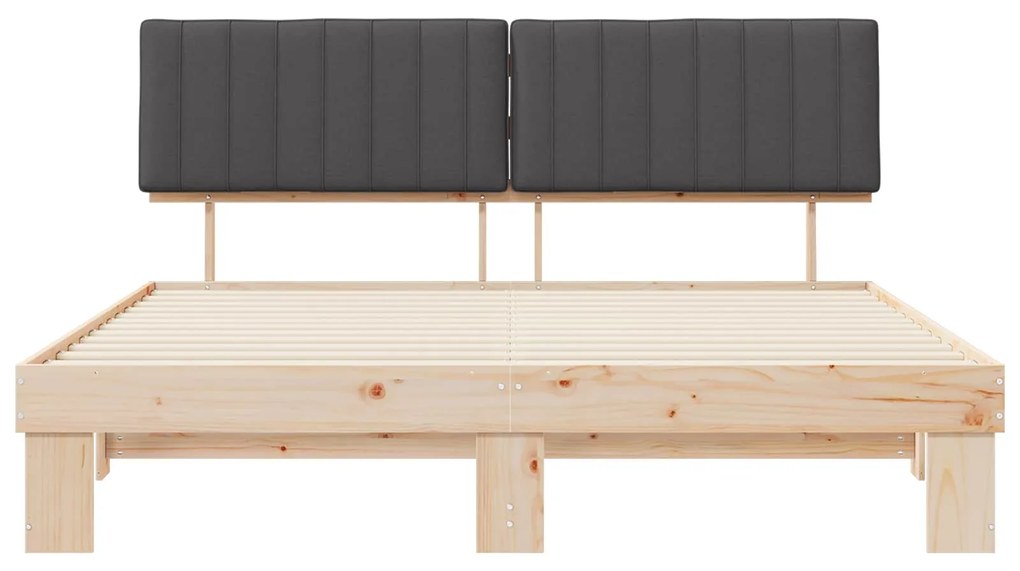 vidaXL Σκελετός Κρεβατιού με Επενδεδυμένο Κεφαλάρι Σκούρο Γκρι