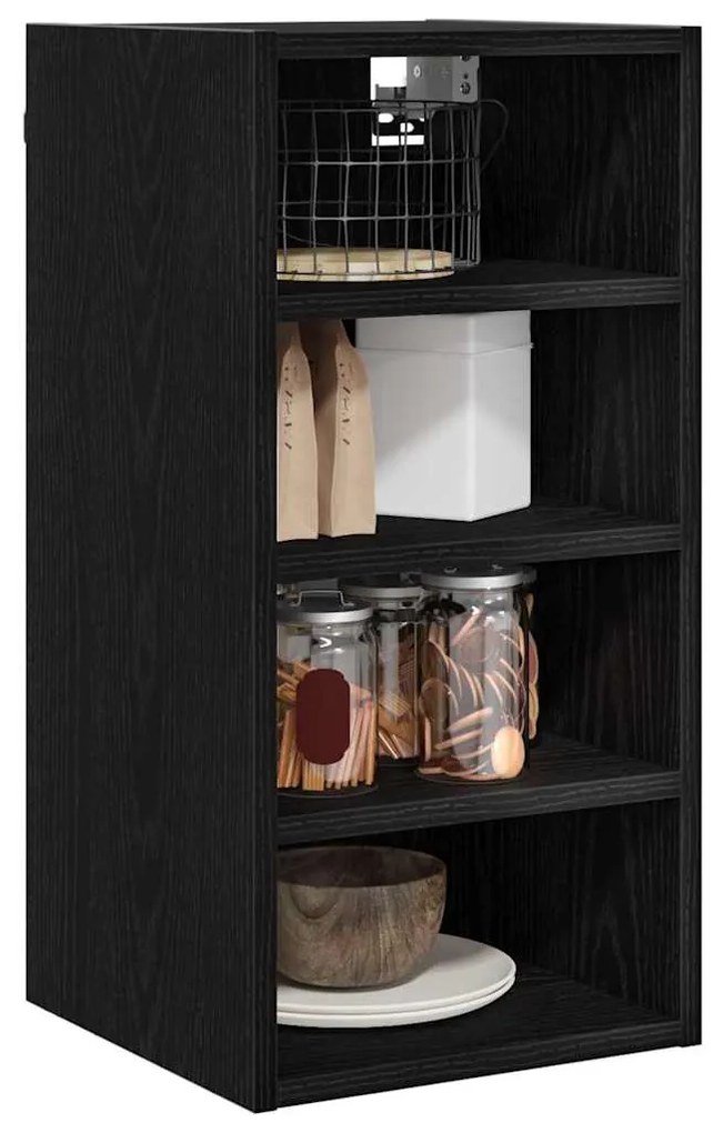 vidaXL Κρεμαστό ντουλάπι με ράφι Μαύρη δρυς 30 x 29,5 x 60 εκ.