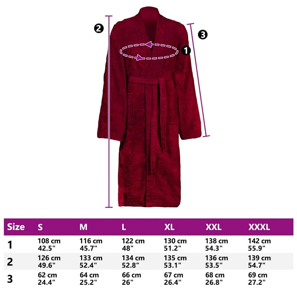 vidaXL Μπουρνούζι KINN Κόκκινο XXXL Βαμβάκι