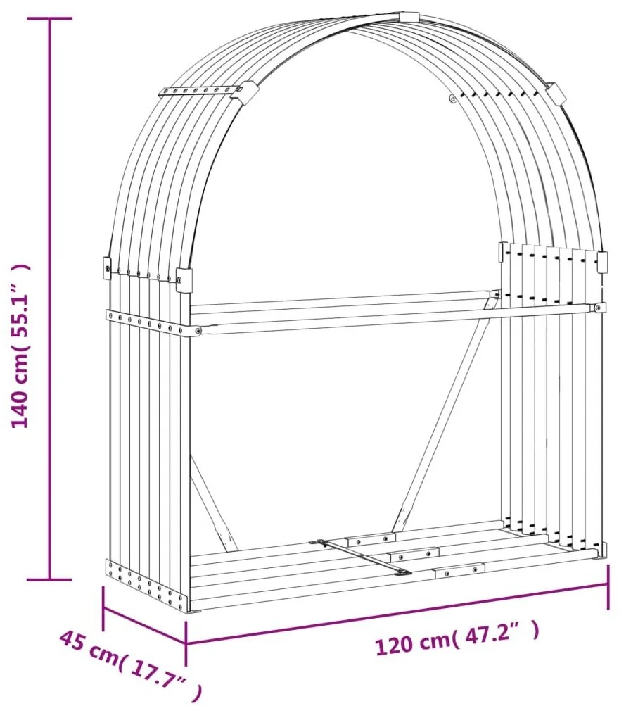 Ξυλοθήκη Αν. Καφέ 120 x 45 x 140 εκ. από Γαλβανισμένο Ατσάλι - Καφέ