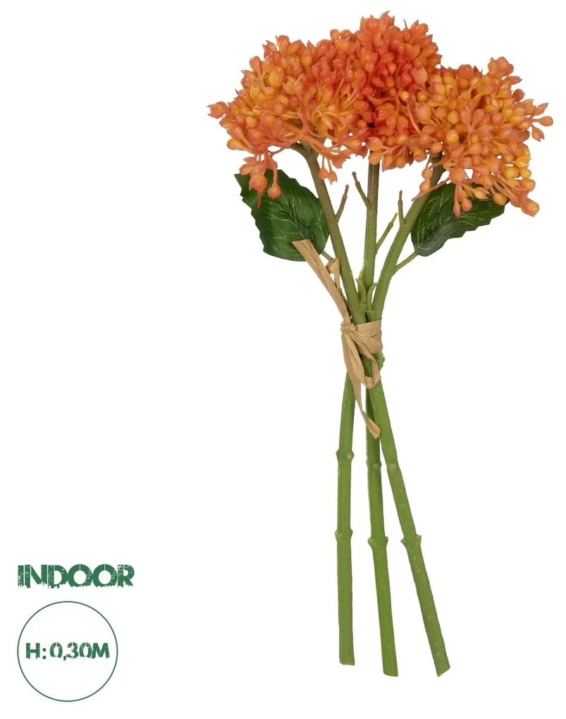 GloboStar® Artificial Garden ORANGE HYACINTH BOUQUET 21357 Τεχνητό Διακοσμητικό Μπουκέτο Πορτοκαλί Υάκυνθος Y30cm