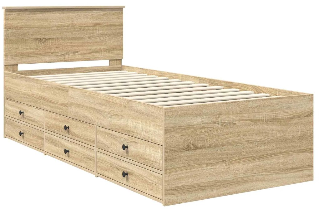 vidaXL Καναπές Κρεβάτι με συρτάρι Σονομα δρυς και Μαύρο 75 x 190 cm