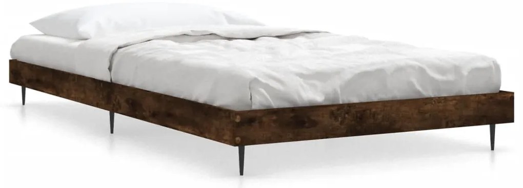 vidaXL Πλαίσιο Κρεβ. Χωρ. Στρώμα Καπνιστή Δρυς 90x200 εκ. Επεξ. Ξύλο