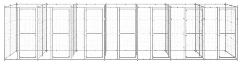 Κλουβί Σκύλου Εξωτερικού Χώρου 16,94 μ² από Γαλβανισμένο Χάλυβα - Ασήμι