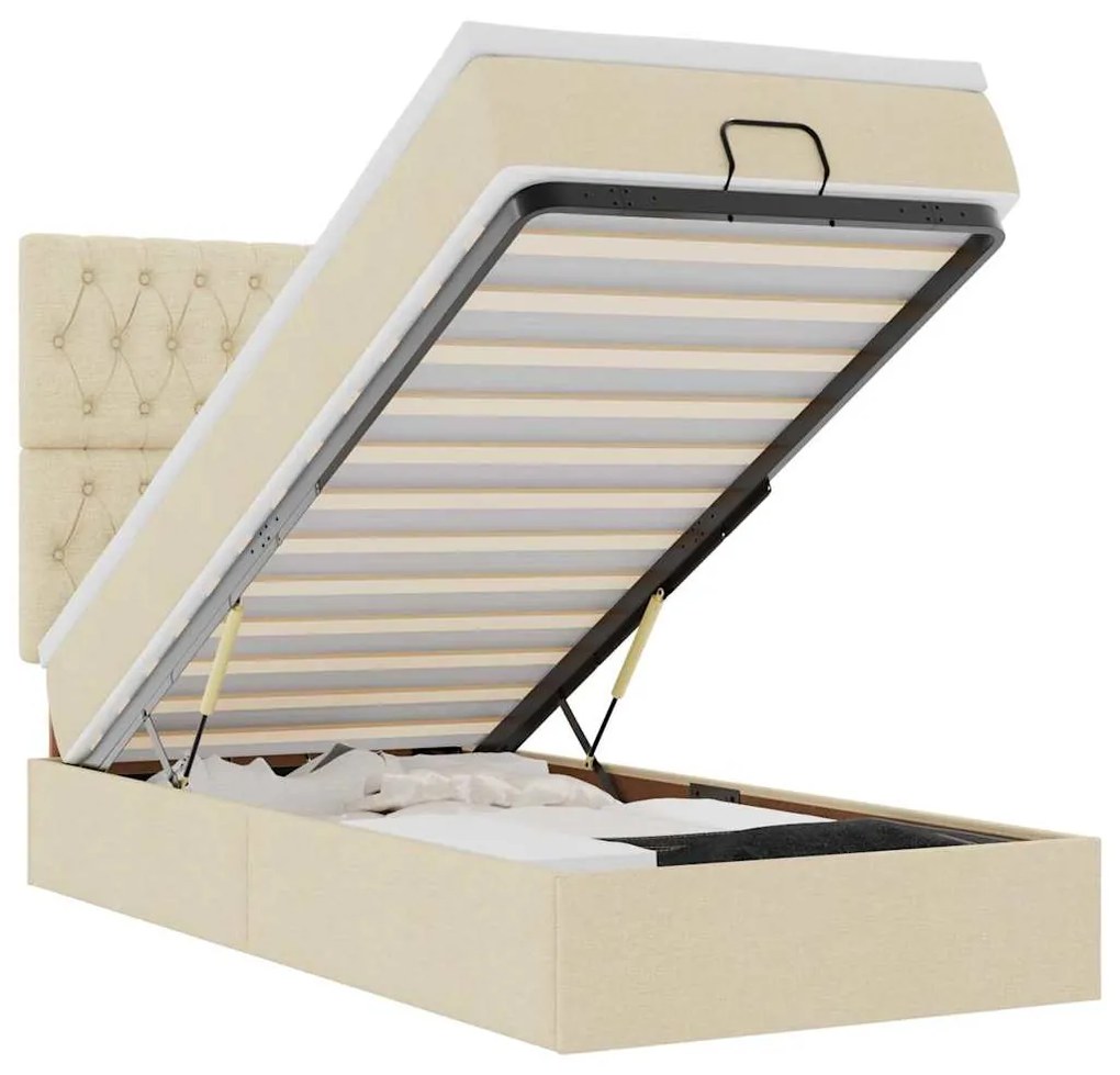 Οθωμανικό κρεβάτι με στρώμα Cream 100x200cm ύφασμα 3313221
