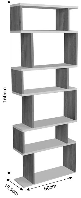 Βιβλιοθήκη Iolmi pakoworld ανθρακί-oak μελαμίνης 60x19.5x160εκ