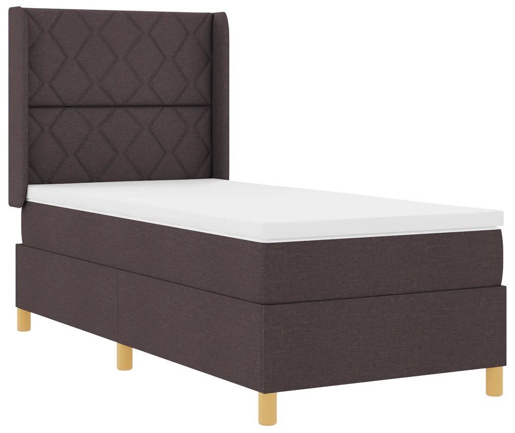 vidaXL Κρεβάτι Box Spring με Στρώμα & LED καφέ 90x200 εκ. Υφασμάτινο